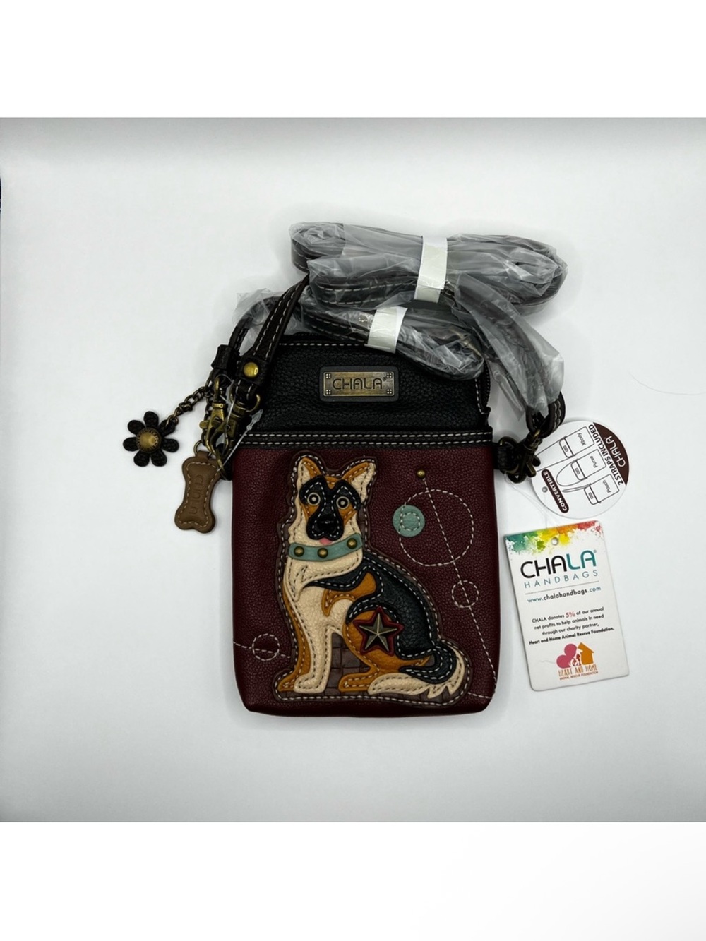 CHALA NWT German Shepherd Cellphone Convertible Crossbody Bag - Picture 3 of 7